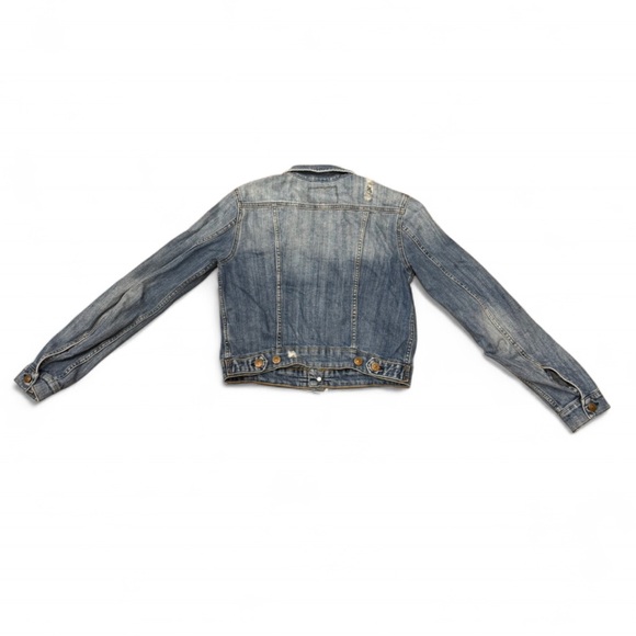 H&M - Women’s Distressed, Blue Denim Jean Jacket - Picture 5 of 7